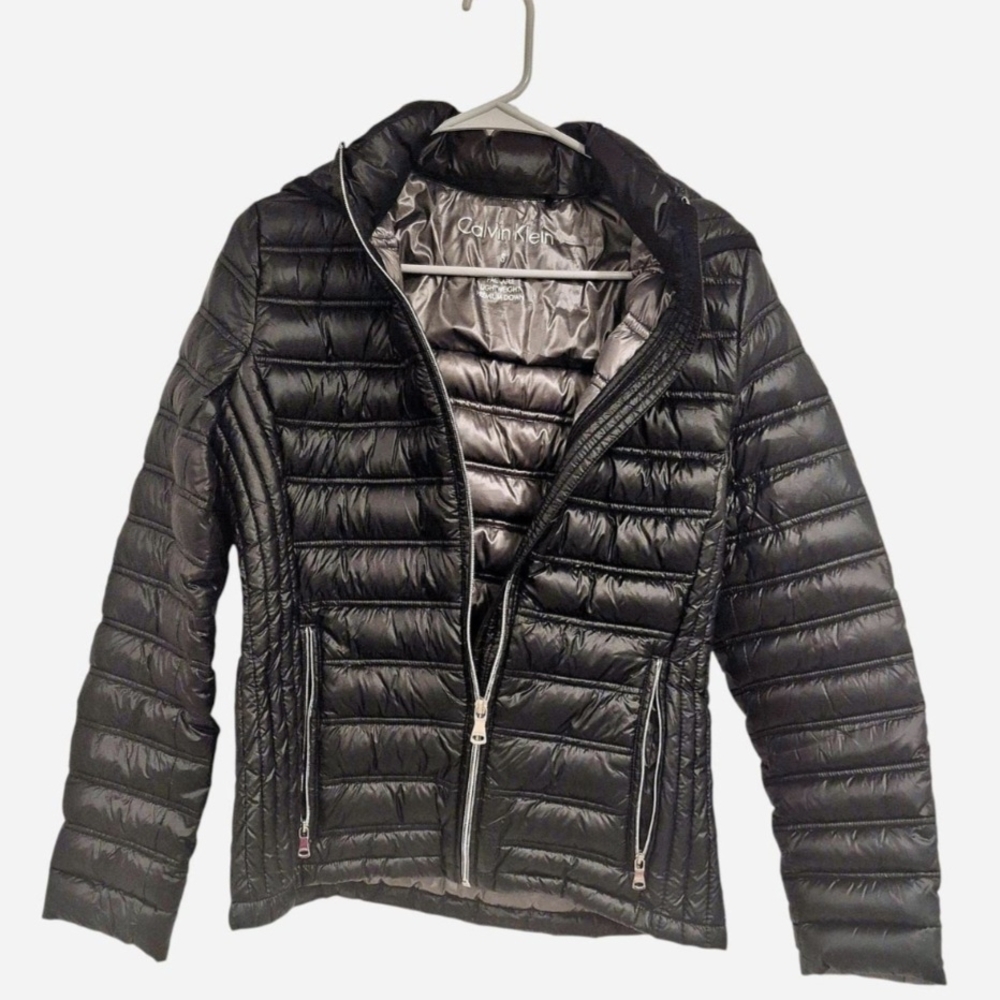 Calvin Klein Women's Quilted Black Puffer Jacket With Premium Down